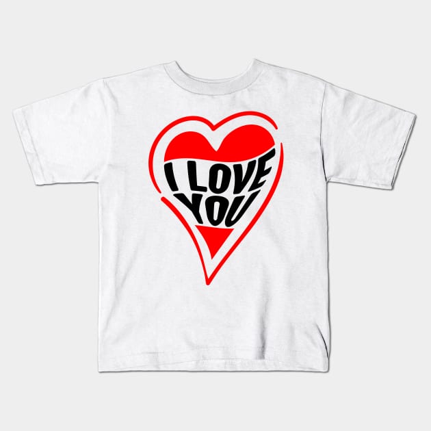 I Love You Shape Red Kids T-Shirt by Wahyuwm48